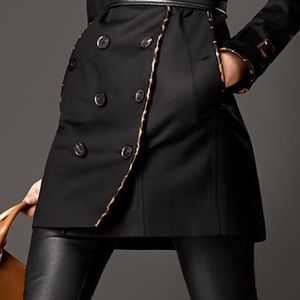 NWOT Tahari Double Breasted Trench Rain Jacket belted pockets animal print trim